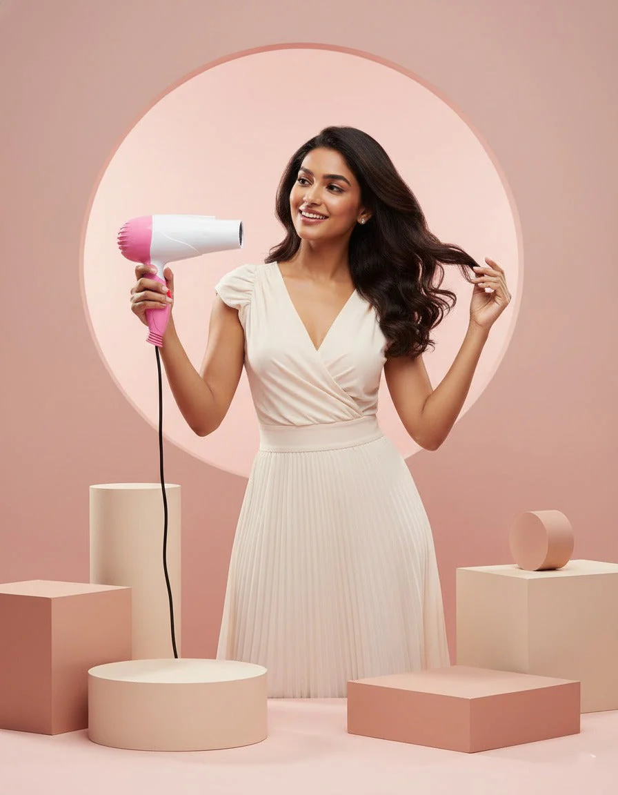 Hair Dryer, 1000 Watts, Compact, Lightweight, Portable, Multiple Heat And Speed Settings, Cool Shot Button, Folding Handle - Image 6